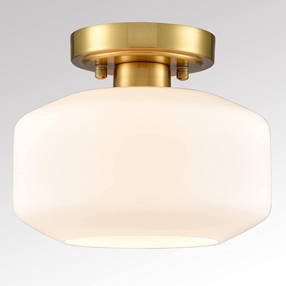 Modern Farmhouse Semi Flush Mount Ceiling Light Gold Hallway Light Fixture
