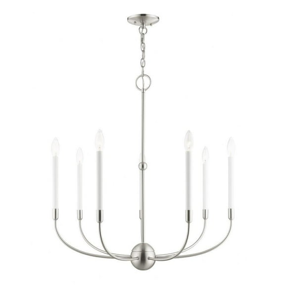 Modern Farmhouse Seven Light Chandelier-Brushed Nickel Finish Bailey Street Home 218-Bel-4188528