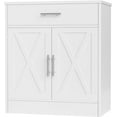 thumbnail image 1 of Modern Farmhouse Sideboard Buffet Cabinet with Storage with 2 Doors, Barn Doors Buffet Cabinet with Storage, Wood Coffee Bar Cabinet with Adjustable Shelf for Kitchen, Living Room,White, 1 of 16