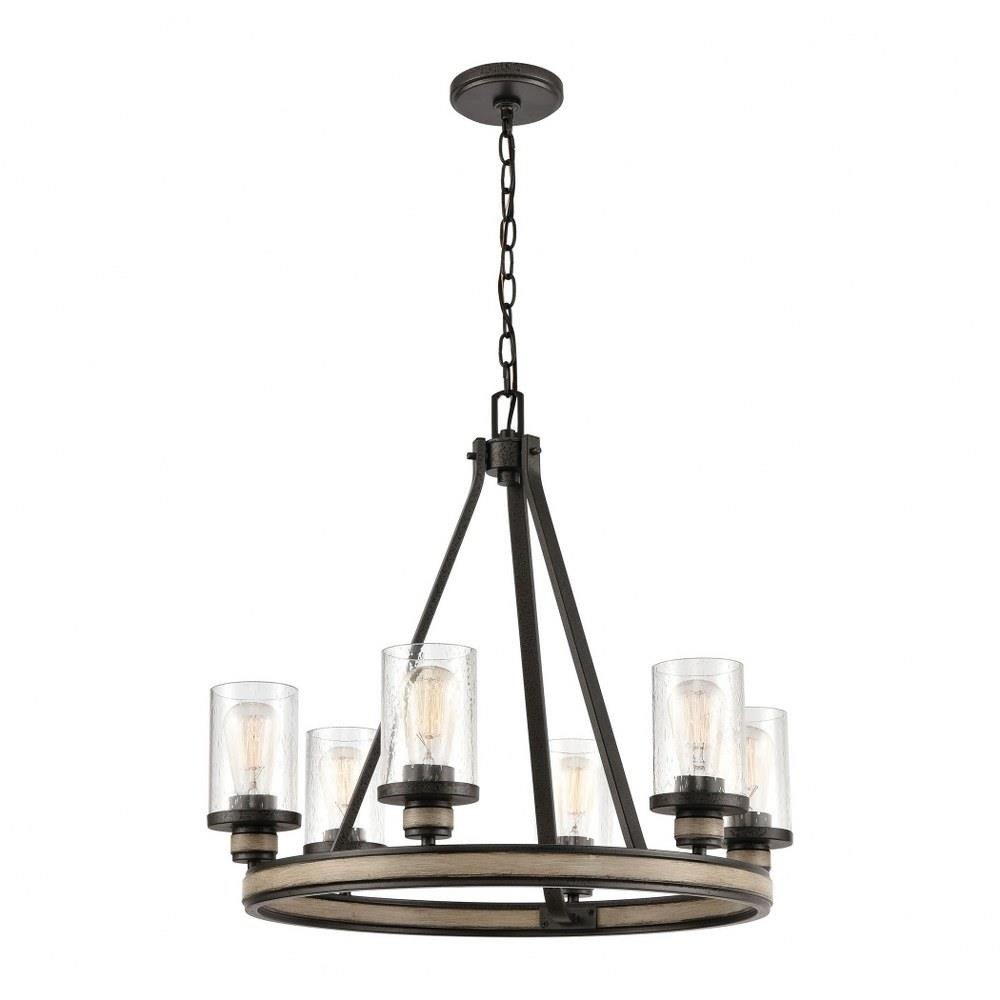 Modern Farmhouse Six Light Chandelier in Anvil Iron Distressed Antique Graywood Bailey Street Home 2499-Bel-3826754 - image 1 of 2