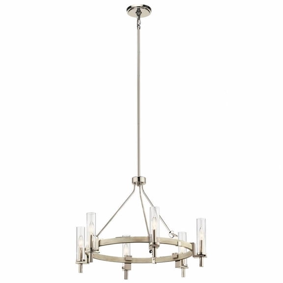 Modern Farmhouse Six Light Chandelier in Whitewashed Wood Finish Bailey Street Home 147-Bel-2896929