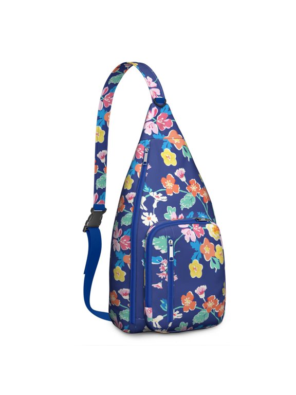 Modern Farmhouse Sling Backpack - Rustic Floral Bloom Design, Compact Lightweight Travel Essential