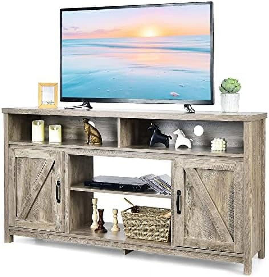 Modern Farmhouse TV Stand with Double Barn Doors 59 inch TV for