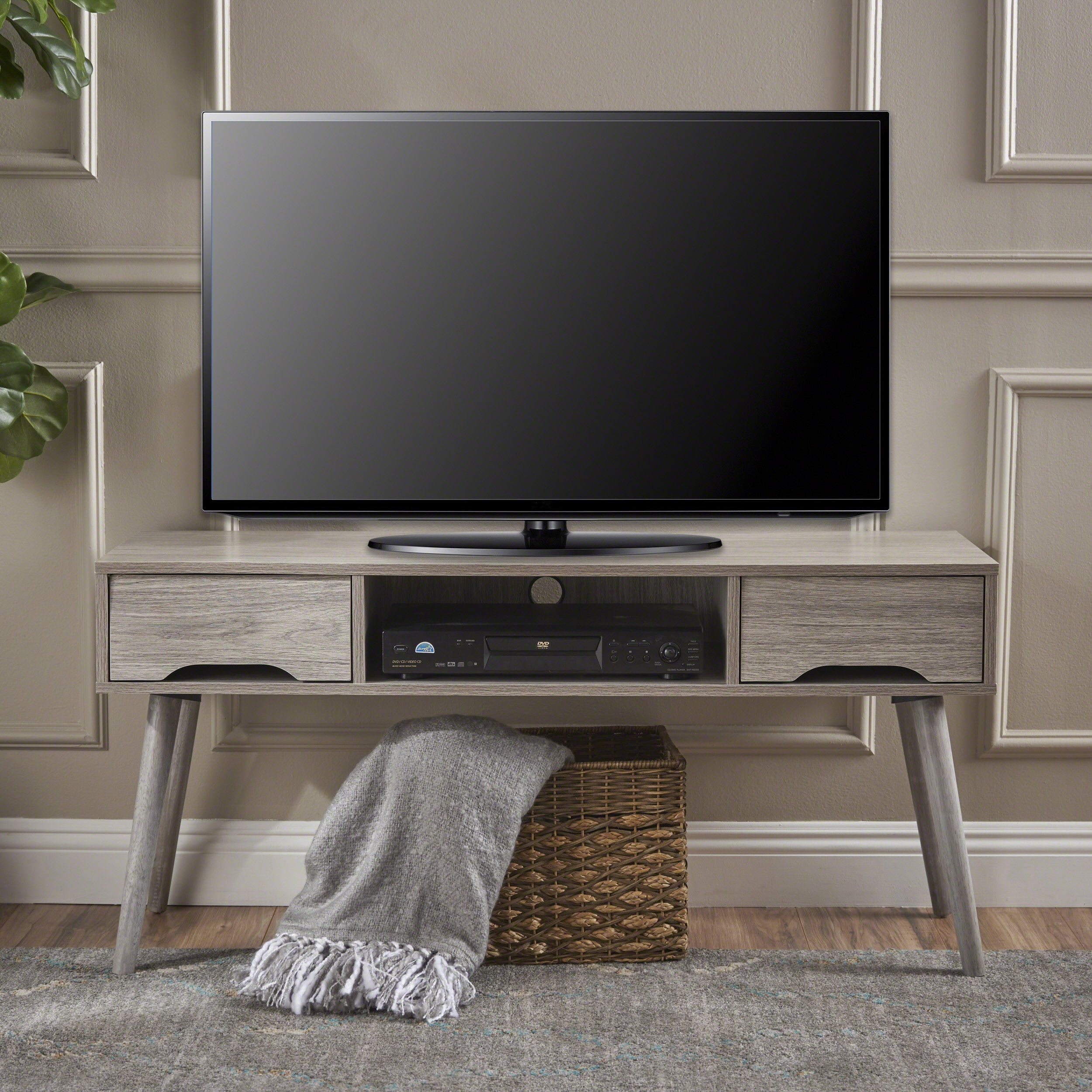 Modern Farmhouse TV Stand with Storage - Gray Media Console for Living ...