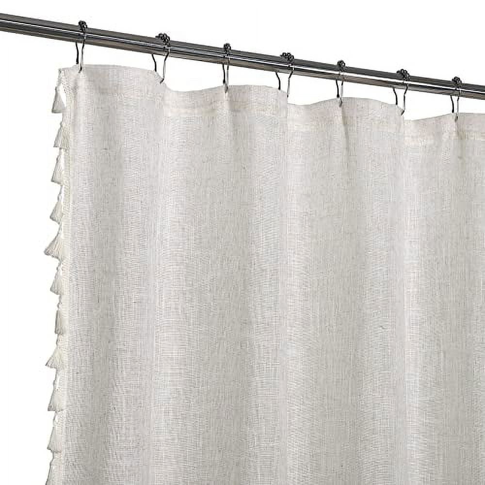 Modern Farmhouse Tassels Shower Curtain, Boho Rustic French Country