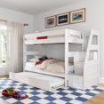 thumbnail image 1 of Modern Farmhouse Twin Over Twin Bunk Bed With Staircase and Trundle, White Wash, 1 of 9