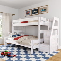 Modern Farmhouse Twin XL Over Queen Bunk Bed With Staircase