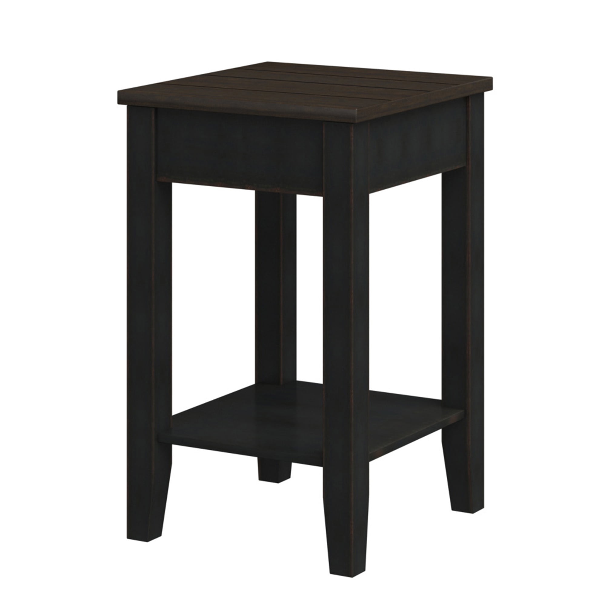Modern Farmhouse TwoTone Side Table with USB Charging in Dark