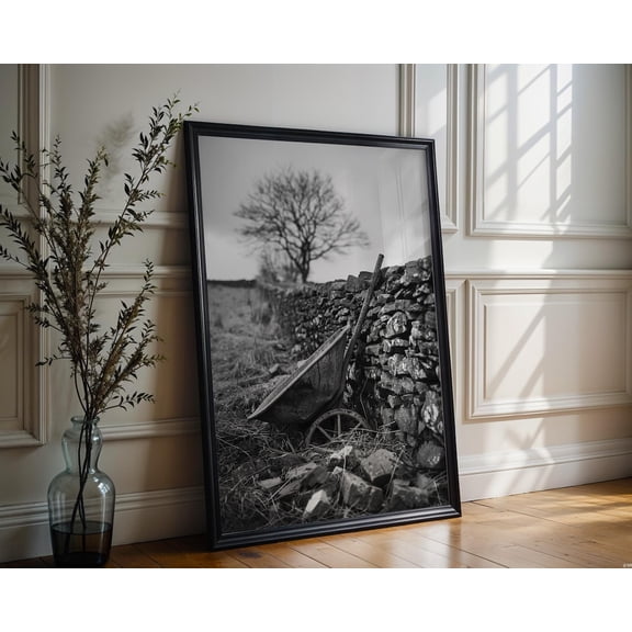Modern Farmhouse Wheelbarrow Wall Art Rustic Decor Country Garden Print