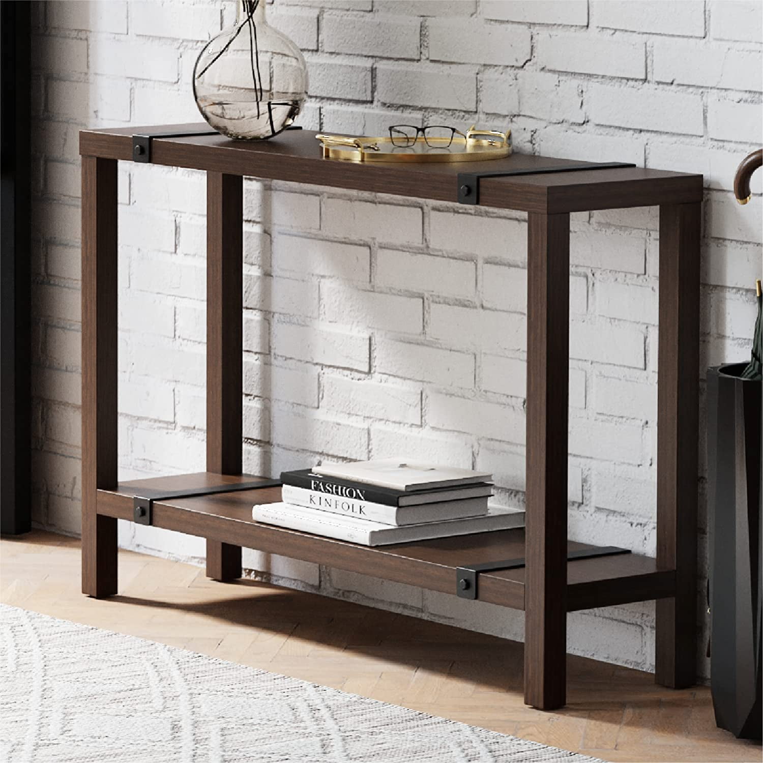 Modern Farmhouse Wood Entryway Table Skinny Console Table with