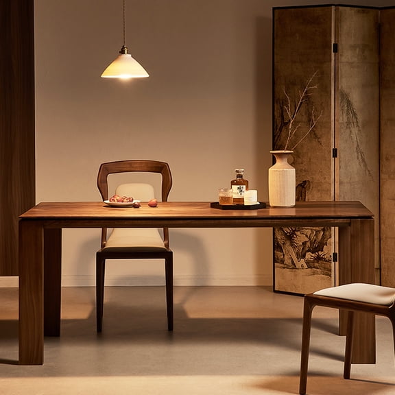 NessCarsti Brown Modern Farmhouse Wooden Dining Table, Seats 6 - 8, for Dining/Living Room