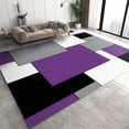 thumbnail image 1 of Modern Fashion Rug, Light Luxury Purple Black White Gray Rectangles Geometric Area Rug, Anti-Slip Non-Shedding Washable Mat For Bedroom Entryway Office Living Room Apartment 4x5ft, 1 of 6