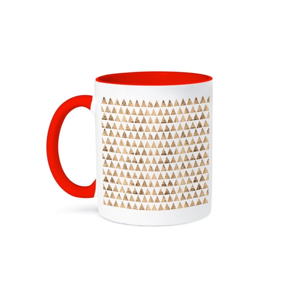 3drose, Modern Faux Copper Triangle Geo Pattern, 11oz Two-tone Red Mug