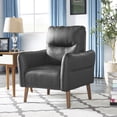 thumbnail image 1 of Modern Faux Leather Accent Club Chair Upholstered Armchair Living Room Single Sofa Wood Legs Black, 1 of 9