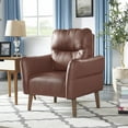 thumbnail image 1 of Lohoms Modern Faux Leather Club Chair with Wood Legs, Brown, 1 of 9