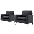 thumbnail image 1 of LUCKHAO Faux Leather Accent Chair Set of 2, Upholstered Armchairs with Cushioned Seat, Modern Lounge Chairs for Living Room or Office, 1 of 9