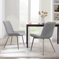 thumbnail image 1 of Modern Faux Leather Dining Chairs Set of 2, Upholstered Dining Side Chairs with Metal Legs, Comfort Backrest Chair For Kitchen Dining Room Cafe(Grey, Silver Legs), 1 of 6