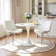thumbnail image 1 of Modern Faux Leather Dining Chairs Set of 2, Upholstered Dining Side Chairs with Metal Legs, Comfort Backrest Chair For Kitchen Dining Room Cafe(White, Silver Legs), 1 of 10