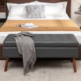 thumbnail image 1 of Modern Faux Leather End of Bed Bench Tufted Storage Ottoman With Solid Wood Legs, 1 of 11