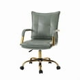 thumbnail image 1 of Modern Faux Leather Office Chair Adjustable Swivel Desk Chair with Gold Legs and Arms, Sage, 1 of 8