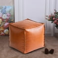 thumbnail image 1 of Modern Faux Leather Ottoman Pouf Cover, Footrest Cushion, Moroccan Design Style, Storage Ottoman, Decorative Footstool, Pouf Cover, No Filler, Durable Leather Material, Living Room Footstool, 1 of 9