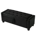 thumbnail image 1 of Modern Faux Leather Storage Bench, Flip Top Button Tufted Ottoman For Living Room Bedroom Entryway, 1 of 11