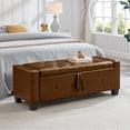 thumbnail image 1 of Modern Faux Leather Storage Bench, Flip Top Button Tufted Ottoman For Living Room Bedroom Entryway, 1 of 15