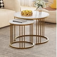 thumbnail image 1 of Modern Faux Marble Nesting Coffee Table 2 Sets, White & Gold End Side Nightstand, Versatile Design, Sturdy Practical Small Space Living Dining Room Table, 1 of 5