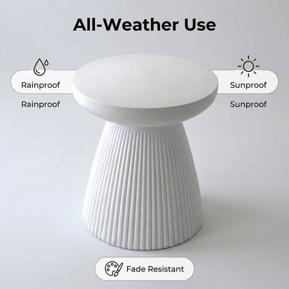 Modern Faux Terrazzo Outdoor Accent Table, 18.1" H Heavy Duty Patio Side Table, Weather Resistant Corner Plant Table for Indoor & Outdoor Garden