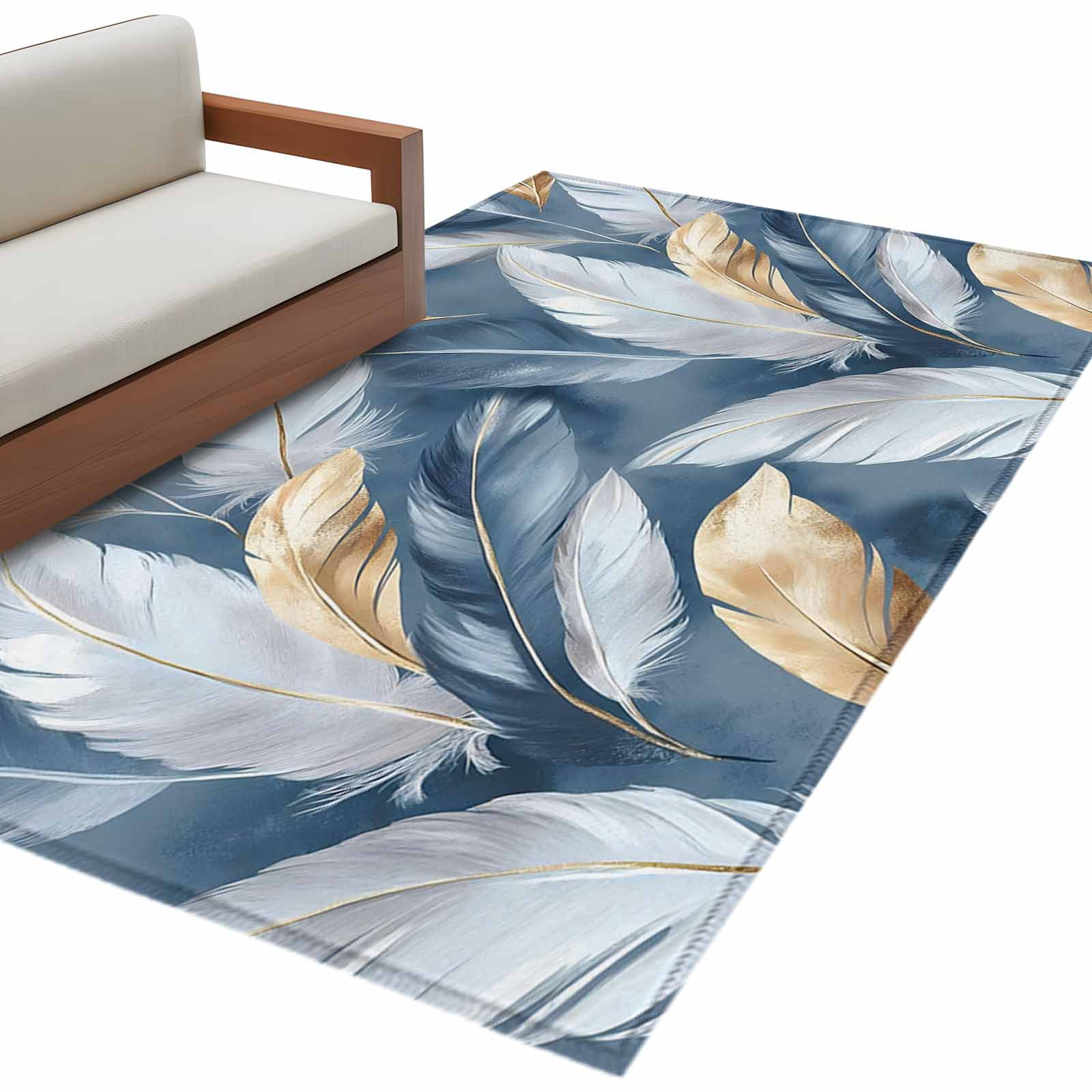 Aethics Rugs Modern Feather Area Rug Washable 3x5 Entryway Rug Non-Slip Indoor Low ...