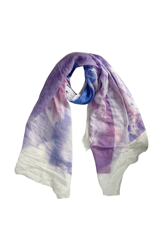 Modern Feather Floral Graphic Print Fringe Shawl Wrap Scarf Coral Purple