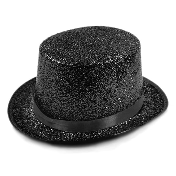 Modern Fedora Top Hat Victorian Age Blingbling Short Brim Top Hat Flickering Glitter Magician Hat for Holiday Stage