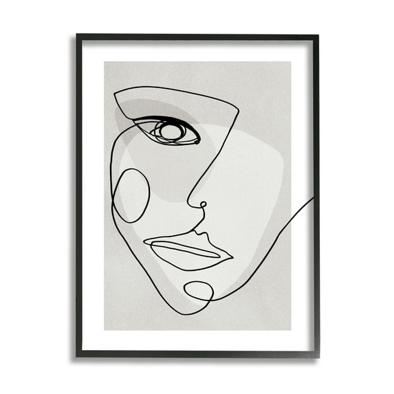 Modern Feminine Portrait Neutral Organic Lines 11 in x 14 in Framed Drawing Art Print, by Stupell Home Décor