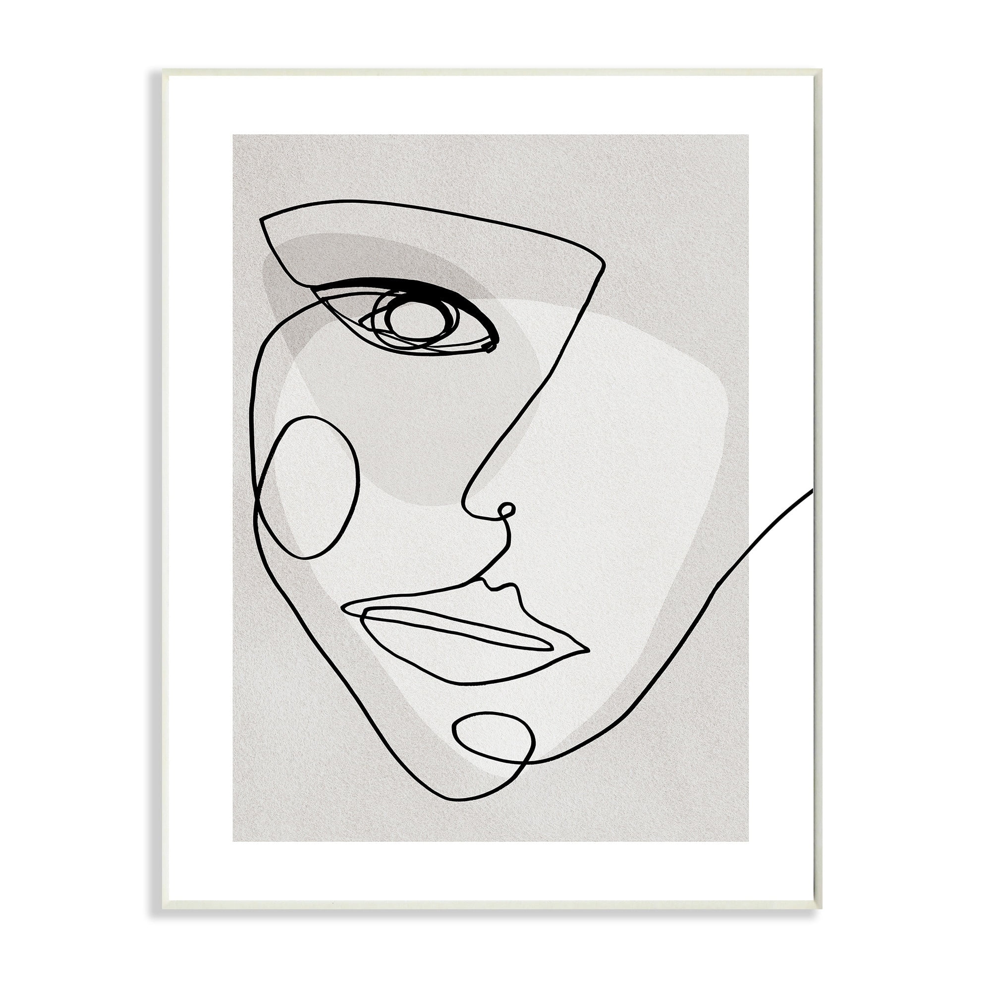 Modern Feminine Portrait Neutral Organic Lines 13 in x 19 in Framed Drawing Art Print, by Stupell Home Décor