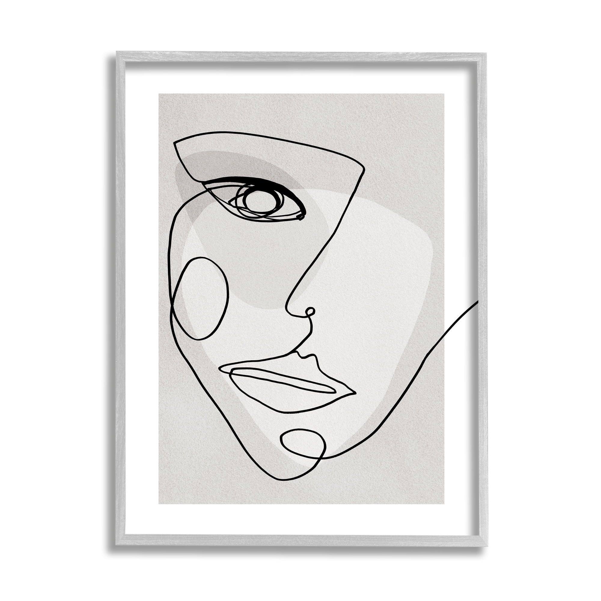 Modern Feminine Portrait Neutral Organic Lines 16 in x 20 in Framed Drawing Art Print, by Stupell Home Décor
