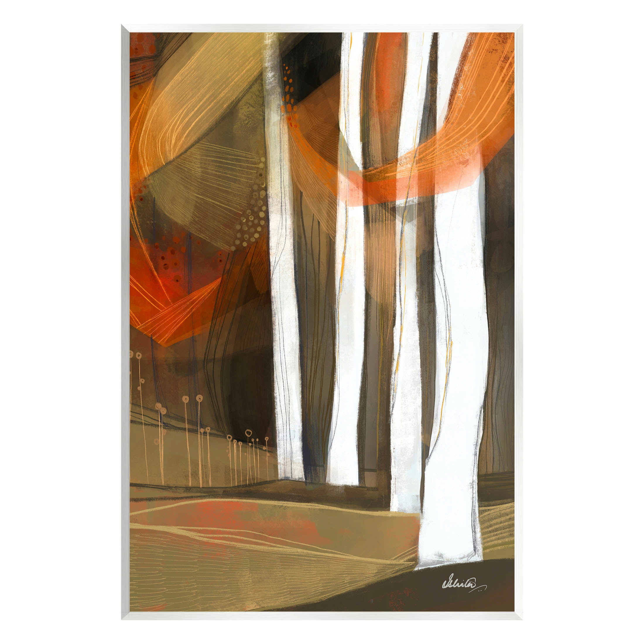 Modern Field Landscape Trees Abstract Painting Unframed Art Print Wall Art