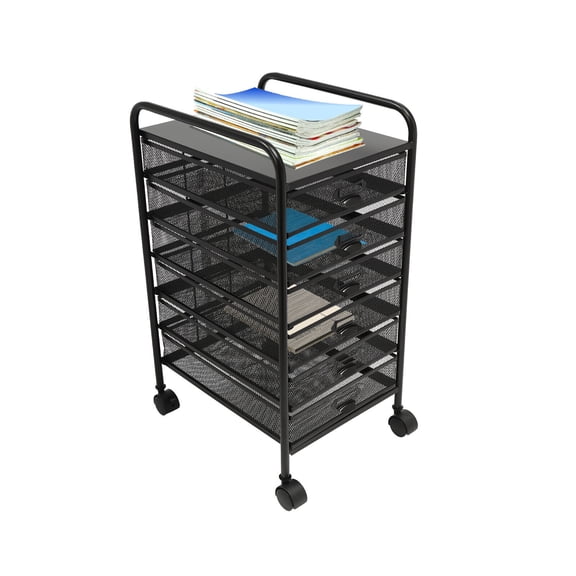 Modern File Storage Cabinet Metal Rolling Storage Cabinet Mobile File Organizer 5/6 Drawers Chest of Drawer Filing Cabinet 5/6-Drawer Organizer Vertical