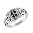 thumbnail image 1 of Modern Filigree Embrace Peace Symbol Black Onyx Sterling Silver Ring-7, 1 of 5