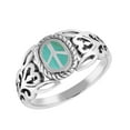 thumbnail image 1 of Modern Filigree Embrace Peace Symbol Green Turquoise Sterling Silver Ring-10, 1 of 5