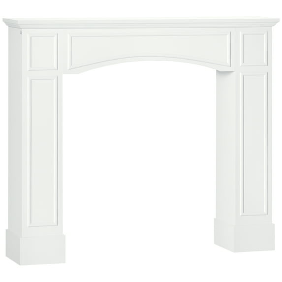 Modern Fireplace Mantel, Surround Mantels for Fireplace with Decorative Pattern Interior Width 29" White