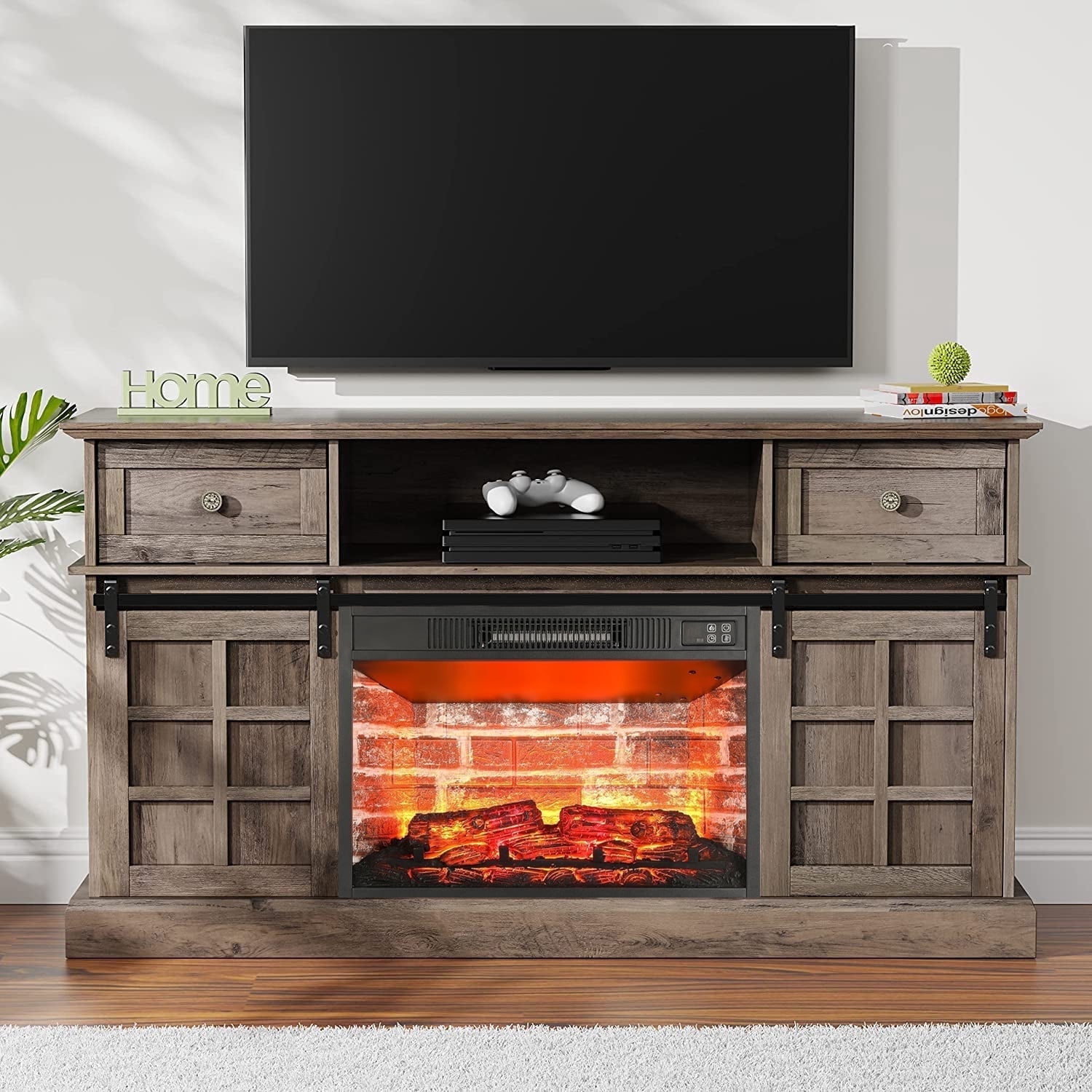 Modern Fireplace TV Stand for 65 Inch TV, TV Console with 23" Electric ...