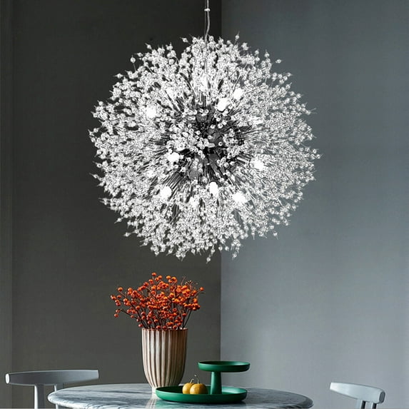 Modern Firework Crystal Chandeliers Sputnik Chandelier Light Fixture Dandelion Pendant Lighting for Dining Room, Bedroom, Kitchen, Living Room(16-Light, Silver)