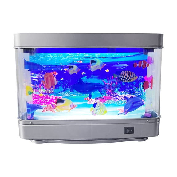 Modern Fish Lamp Desktop Light USB Lighting Fishtank with Moving Fish for Living Room Bedroom Home Office Decoration