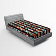 thumbnail image 1 of Ambesonne Geometric Fitted Sheet, Modern Hexagon Design, Twin XL Size, Turquoise Salmon, 1 of 2