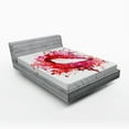 thumbnail image 1 of Ambesonne Modern Fitted Sheet, Smiling Woman Lips Effects, Full Size, Fuchsia and Red, 1 of 2
