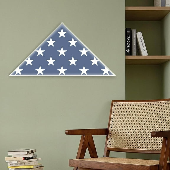 Modern Flag Display Case, Wall Mounted 5' x 9.5' Military Flag Case for Burial Flag, Clear Acrylic Memorial Flag Box, Triangle Flag Holder Display