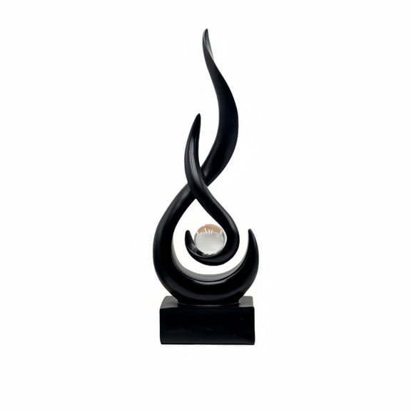 Modern Flame Resin Sculpture Art Deco Decorative Statue for Living Room Bookshelf Interior Display Black 11 Inch