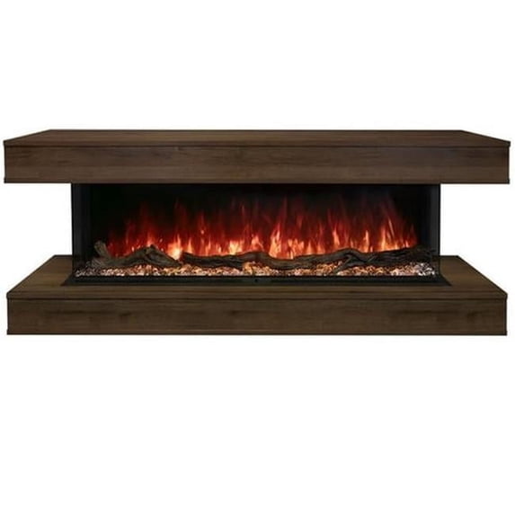 Modern Flames WMC-80LPM-WW 80 in. Landscape Pro Electric Fireplace Wall Mount Studio Suite, Weathered Walnut
