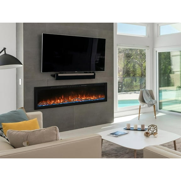 Modern Flames Spectrum Slimline Built-in/Wall Mounted Electric Fireplace, Sizes: 50"-100"