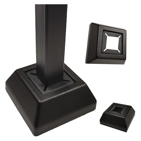 Modern Flat Shoes for 1/2" Iron Balusters (Contractor Pack of 50) for Square Metal Scroll Basket Knuckle Spindles NO Set Screw (Real Black NOT Matte)